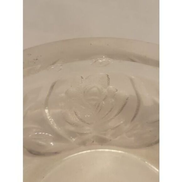 KIG Indonesia Pressed Heavy Glass Rose Pattern Vintqge Ashtray 4 Rest 6" - Picture 4 of 12